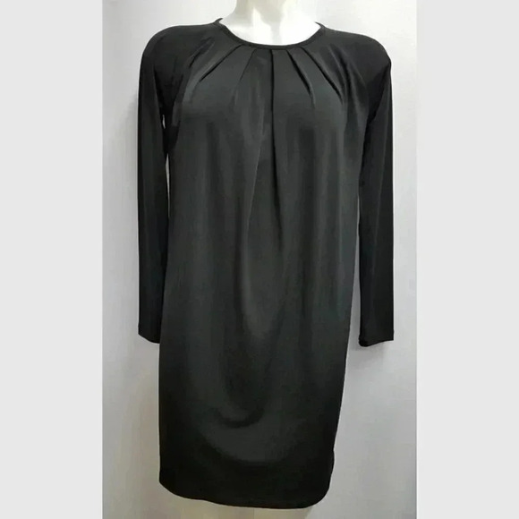 Context NWT Pleated Black Trapeze Shift Dress Oversized Petite Small - Picture 2 of 10